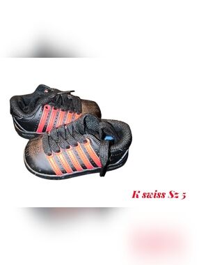 K-Swiss Kids Black Sneakers with Red Stripe Accents
